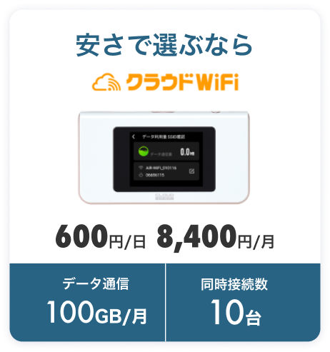 やすさで選ぶなら クラウドWiFi