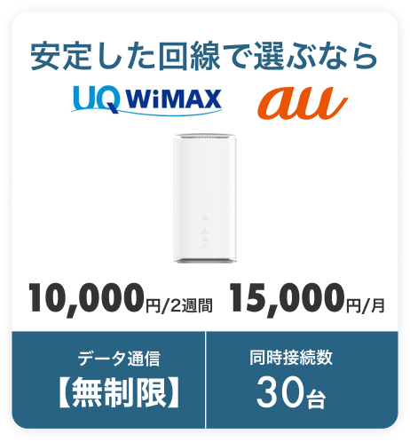 安定した回線で選ぶなら UQ WiMAX au